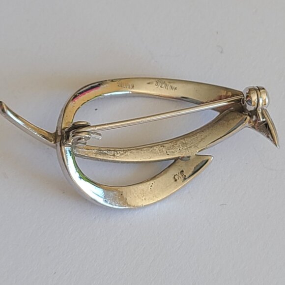 Vintage Boho Art Deco Sterling Silver Marcasite Crystal Brooch - Picture 3 of 5